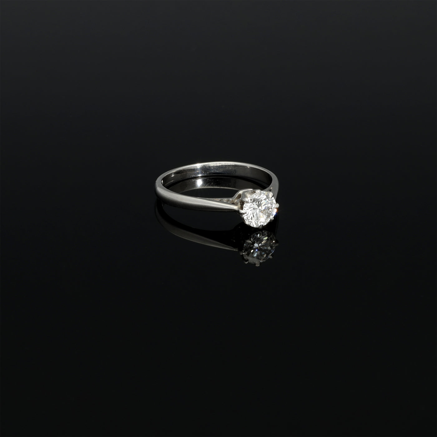 Antique Art Deco 0.5 Carat Diamond Solitaire Platinum Ring, LAB REPORT Brilliant Cut VVSI F Certified Diamond Ring, 1920s Platinum Jewelry