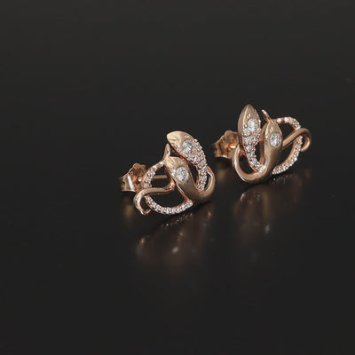 Diamond Serpent | Antique Revival Rose Gold Diamond Snake Earrings