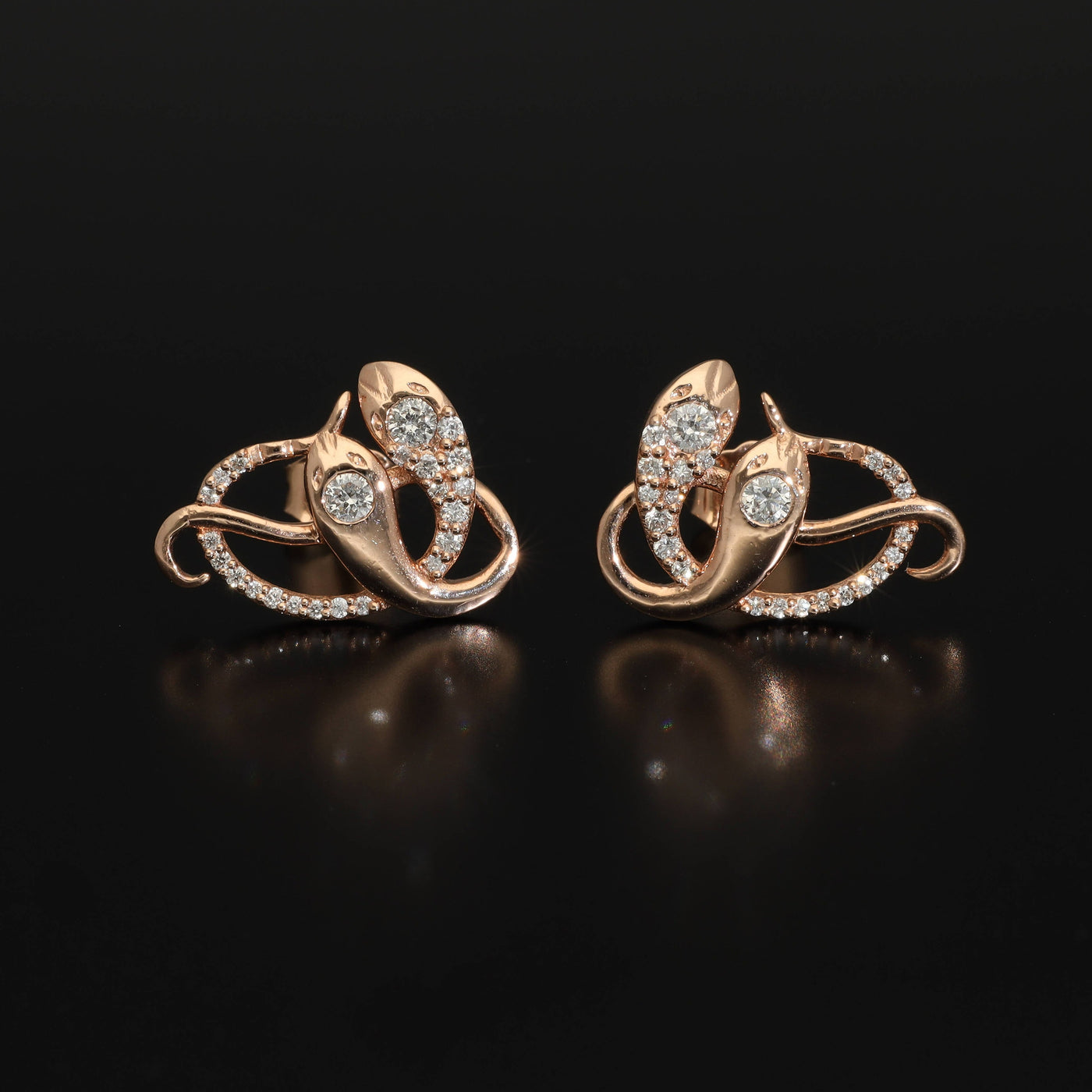 Diamond Serpent | Antique Revival Rose Gold Diamond Snake Earrings