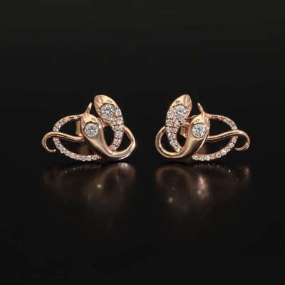 Diamond Serpent | Antique Revival Rose Gold Diamond Snake Earrings